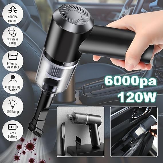3 in 1 Mechanical Keyboard Car Home Cordless Vacuum Cleaner with Air Duster Blower Powerful Dust Suction Folding Car Vacuum Machine Interior Cleaning Tool Wireless Rechargeable(Pack of 1)