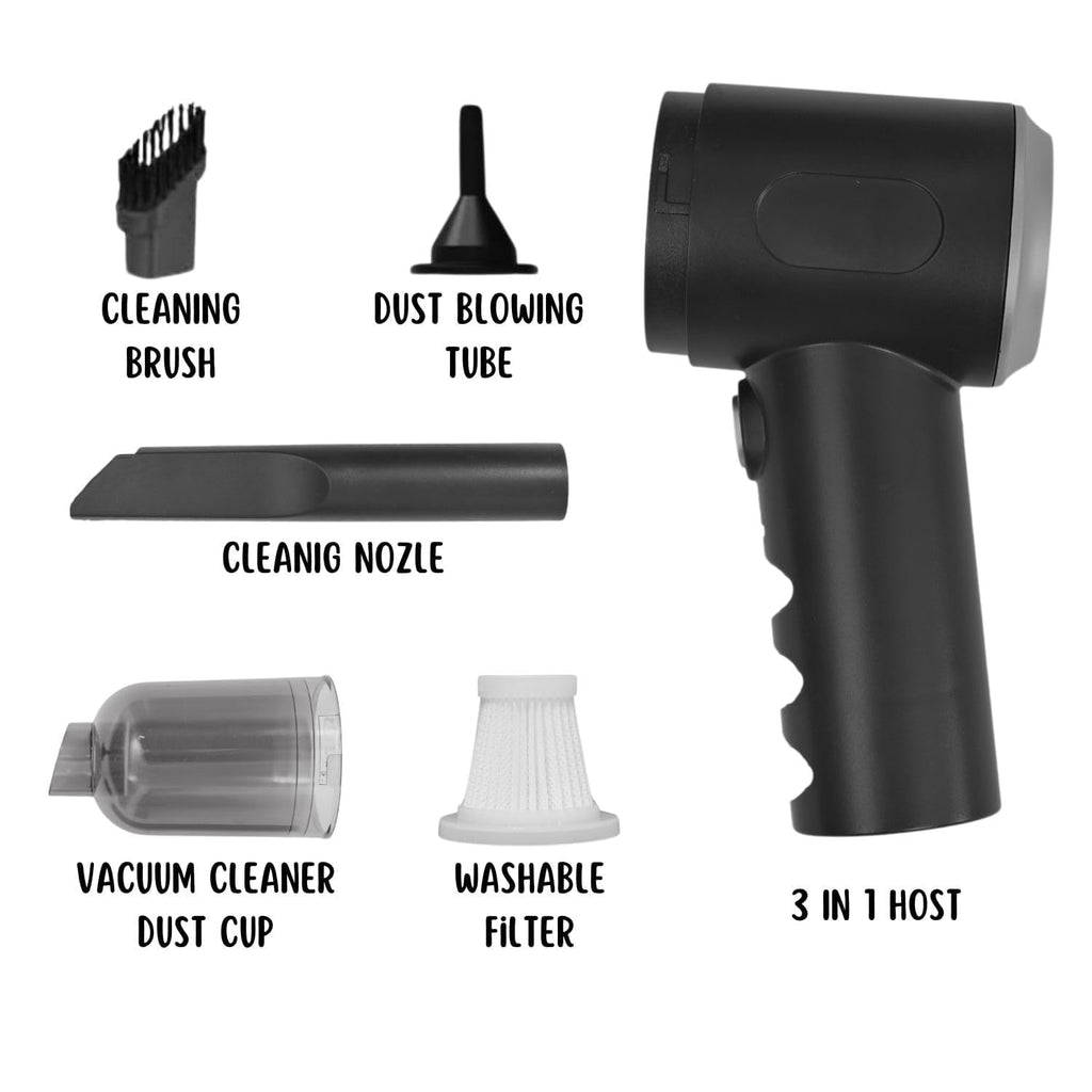 3 in 1 Mechanical Keyboard Car Home Cordless Vacuum Cleaner with Air Duster Blower Powerful Dust Suction Folding Car Vacuum Machine Interior Cleaning Tool Wireless Rechargeable(Pack of 1)